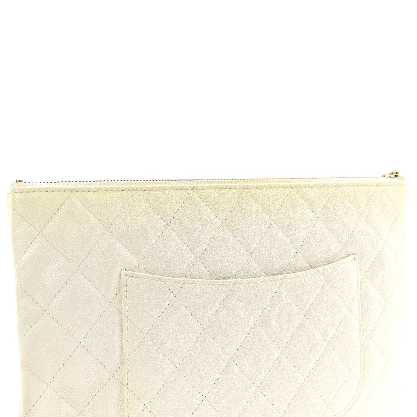 Iridescent Caviar Medium Night by the C Pouch Clutch White