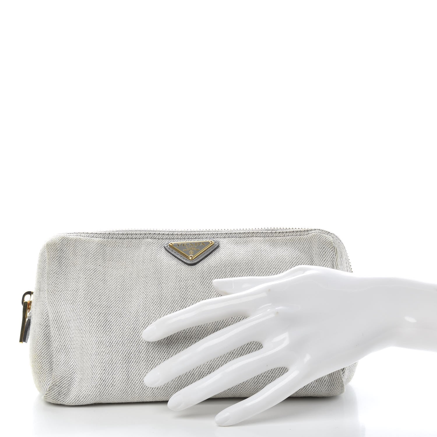 Prada Denim Cosmetic Pouch White 2 of 9
