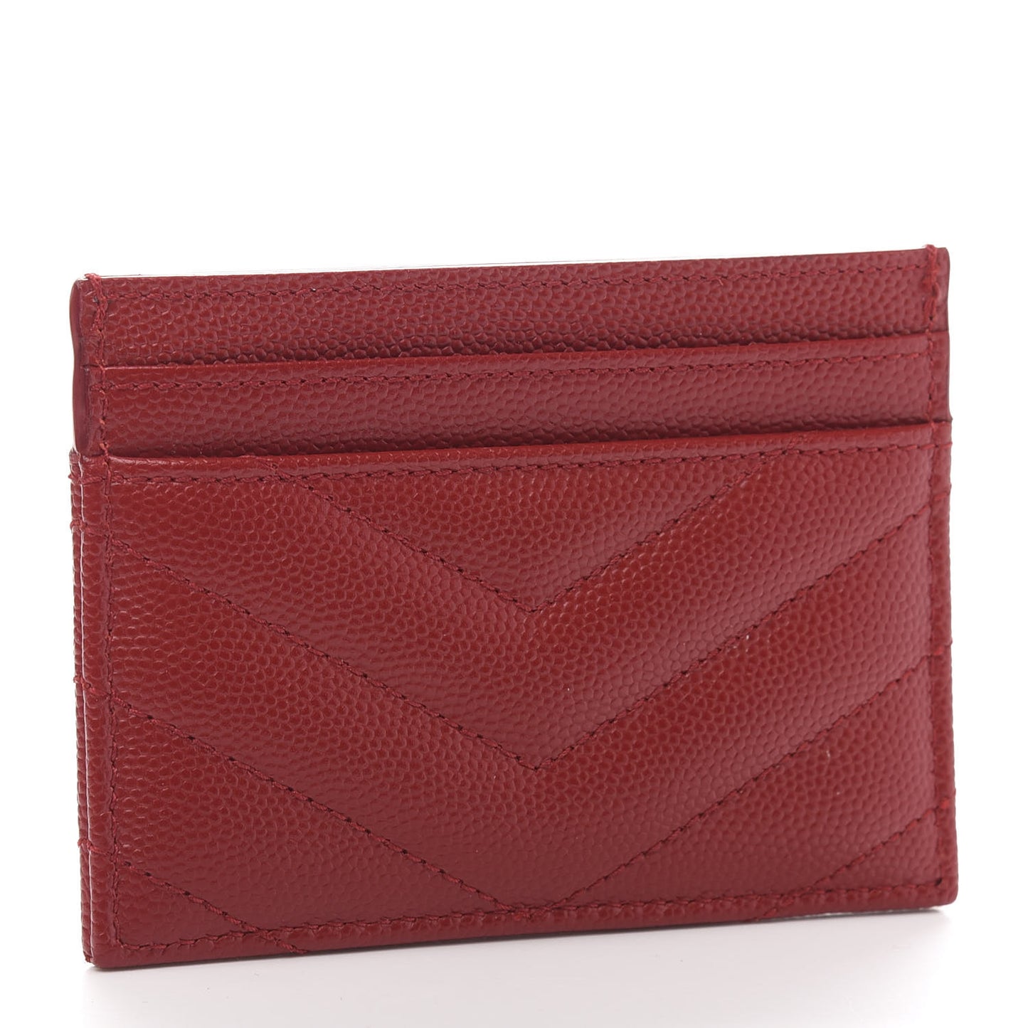 Grain De Poudre Matelasse Chevron Monogram Credit Card Case New Red