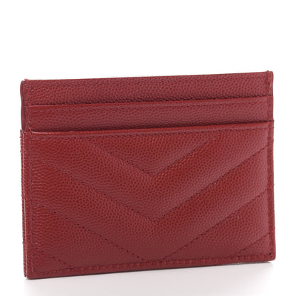 Saint Laurent Grain De Poudre Matelasse Chevron Monogram Credit Card Case New Red 3 of 10