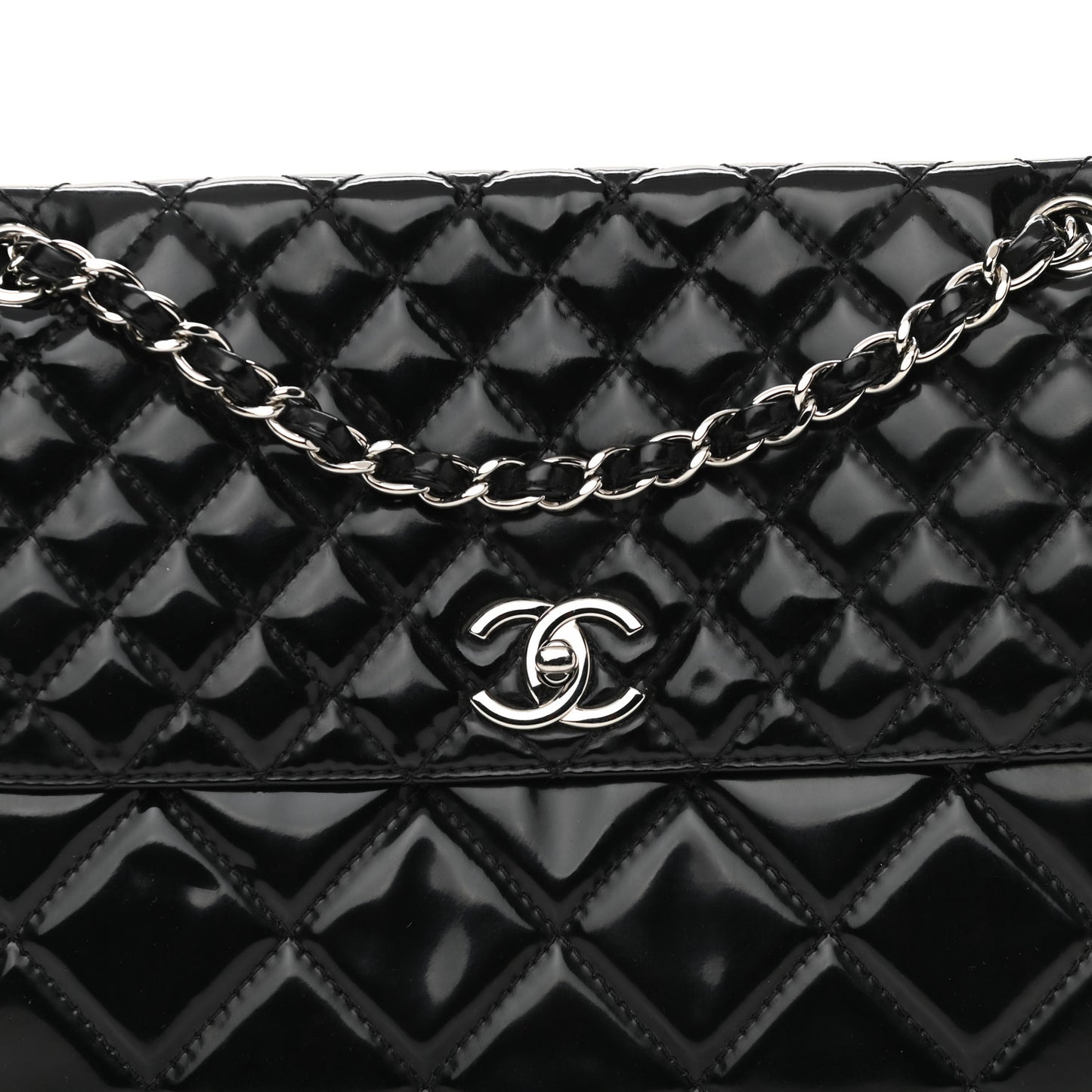 Vinyl Quilted In The Business Flap Bag Black