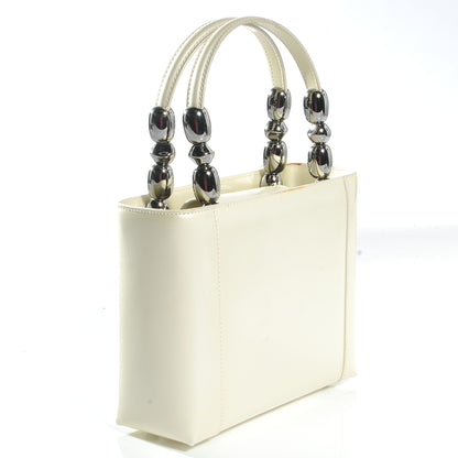 Christian Dior Leather Chrome Beaded Malice Tote White 3 of 8
