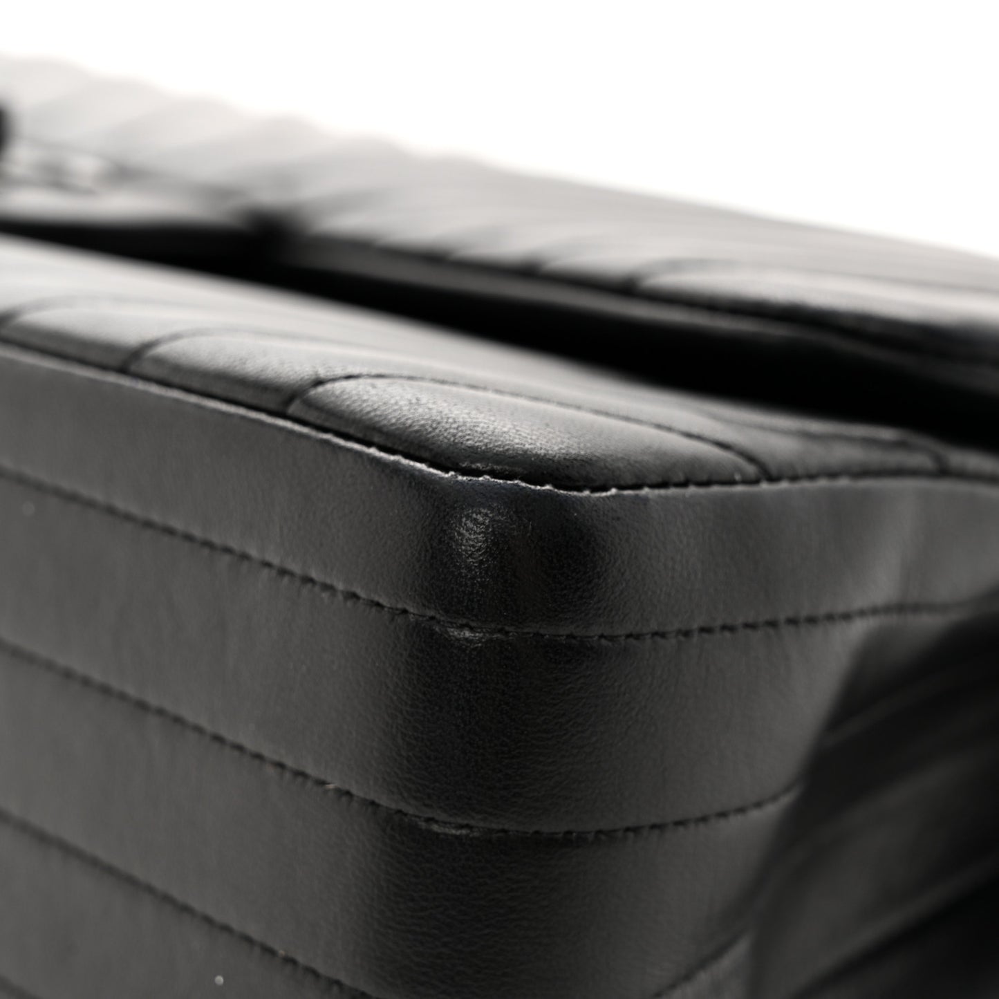 Lambskin Chevron Quilted Jumbo Double Flap So Black
