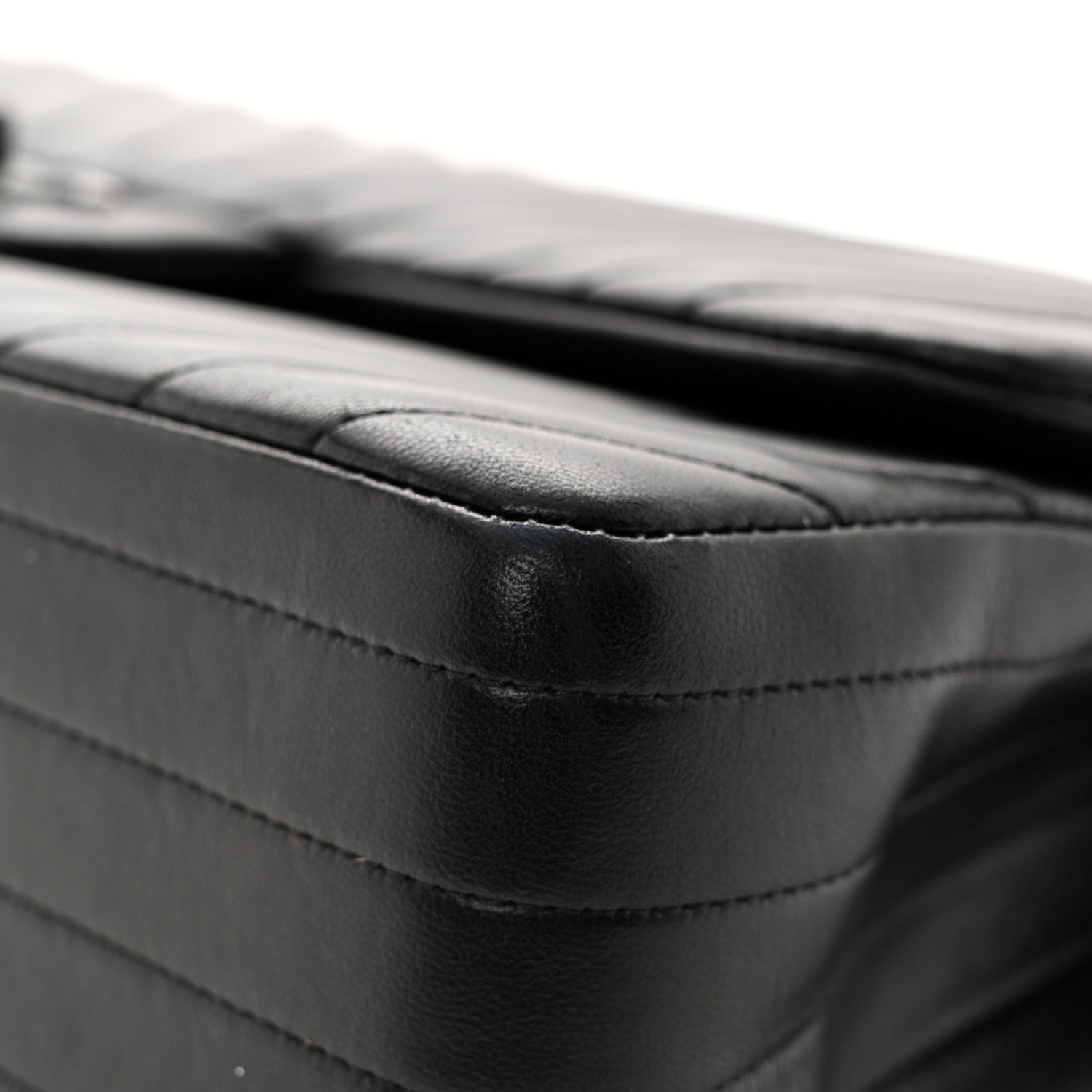 Chanel Lambskin Chevron Quilted Jumbo Double Flap So Black 9 of 19