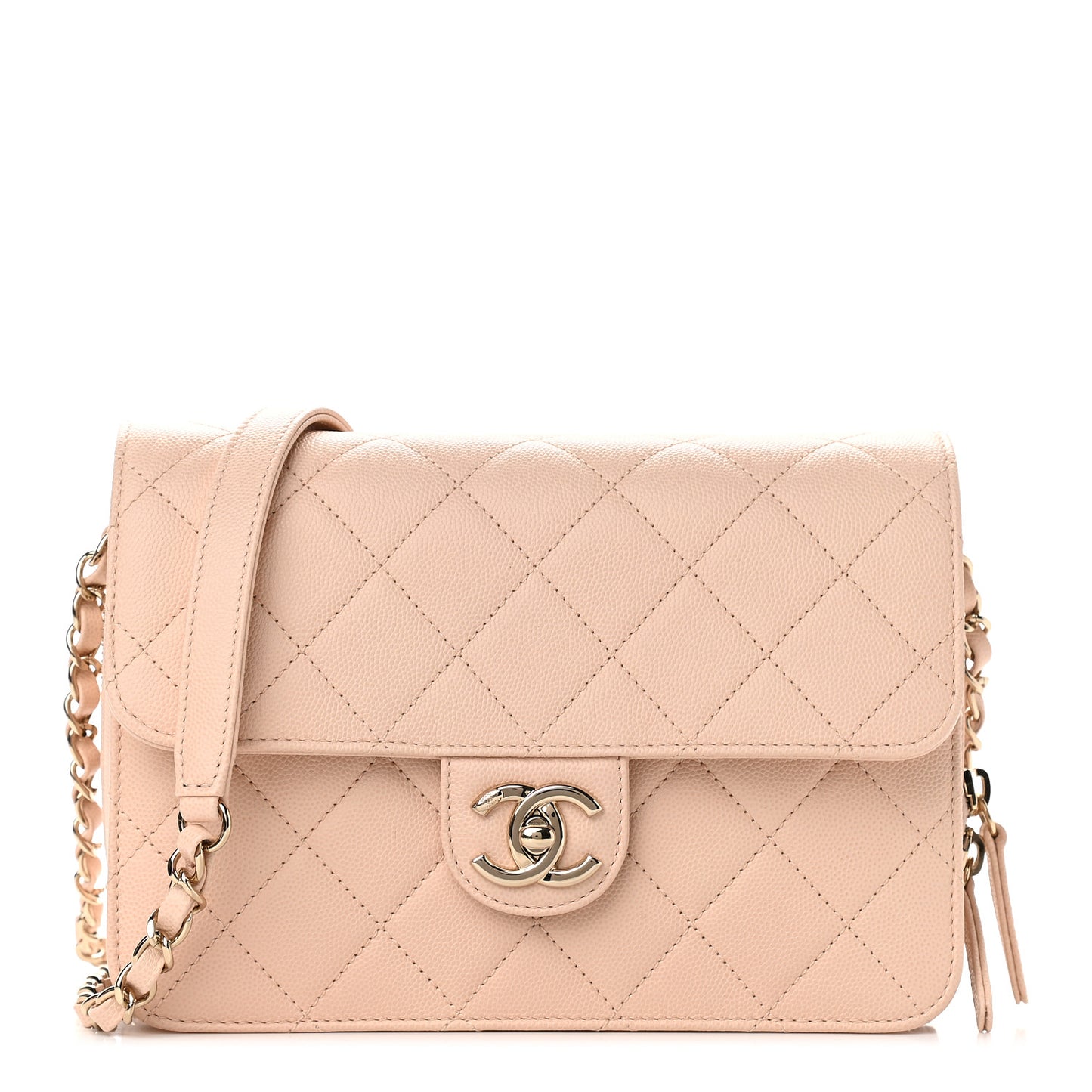 Caviar Quilted Large Like A Wallet Flap Light Beige