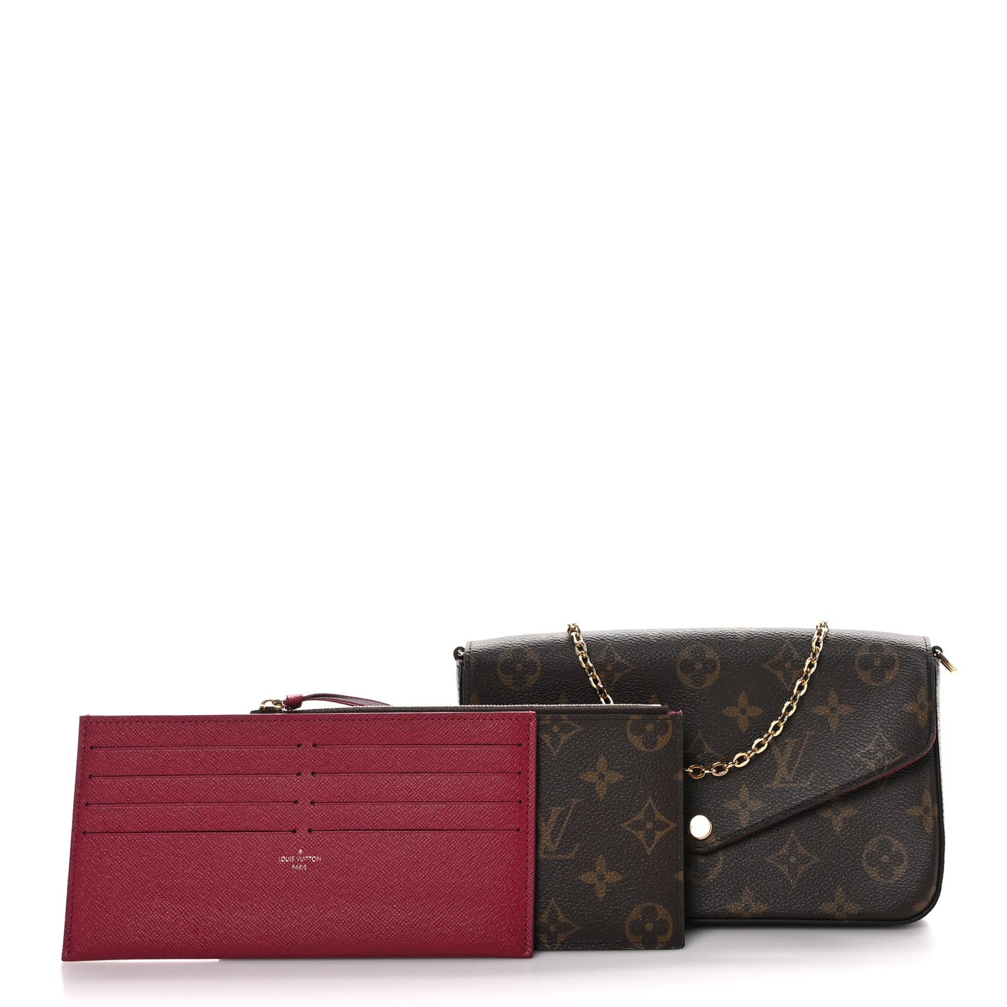 Monogram Pochette Felicie Chain Wallet Fuchsia