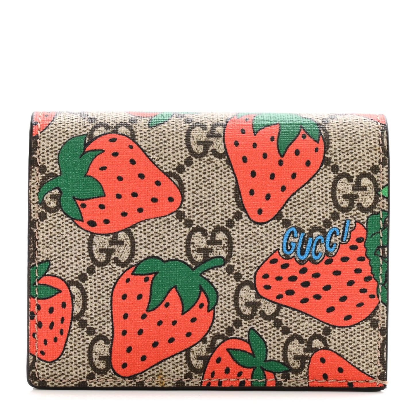 GG Supreme Monogram Strawberry Card Case