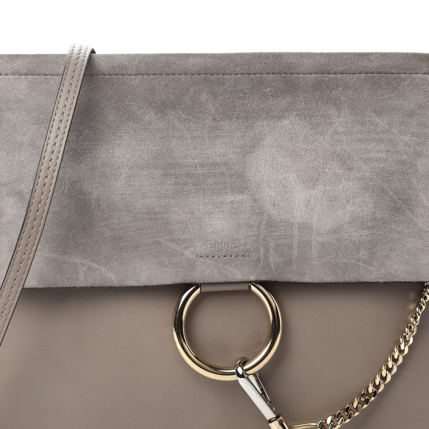 Calfskin Suede Medium Faye Shoulder Bag Motty Grey