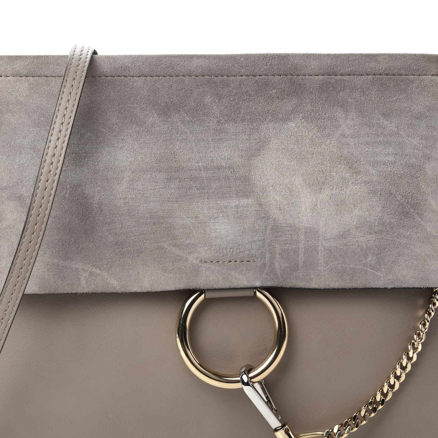 Chloe Calfskin Suede Medium Faye Shoulder Bag Motty Grey 10 of 10