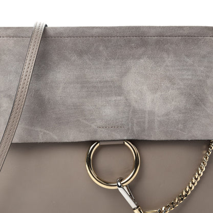 Chloe Calfskin Suede Medium Faye Shoulder Bag Motty Grey 10 of 10