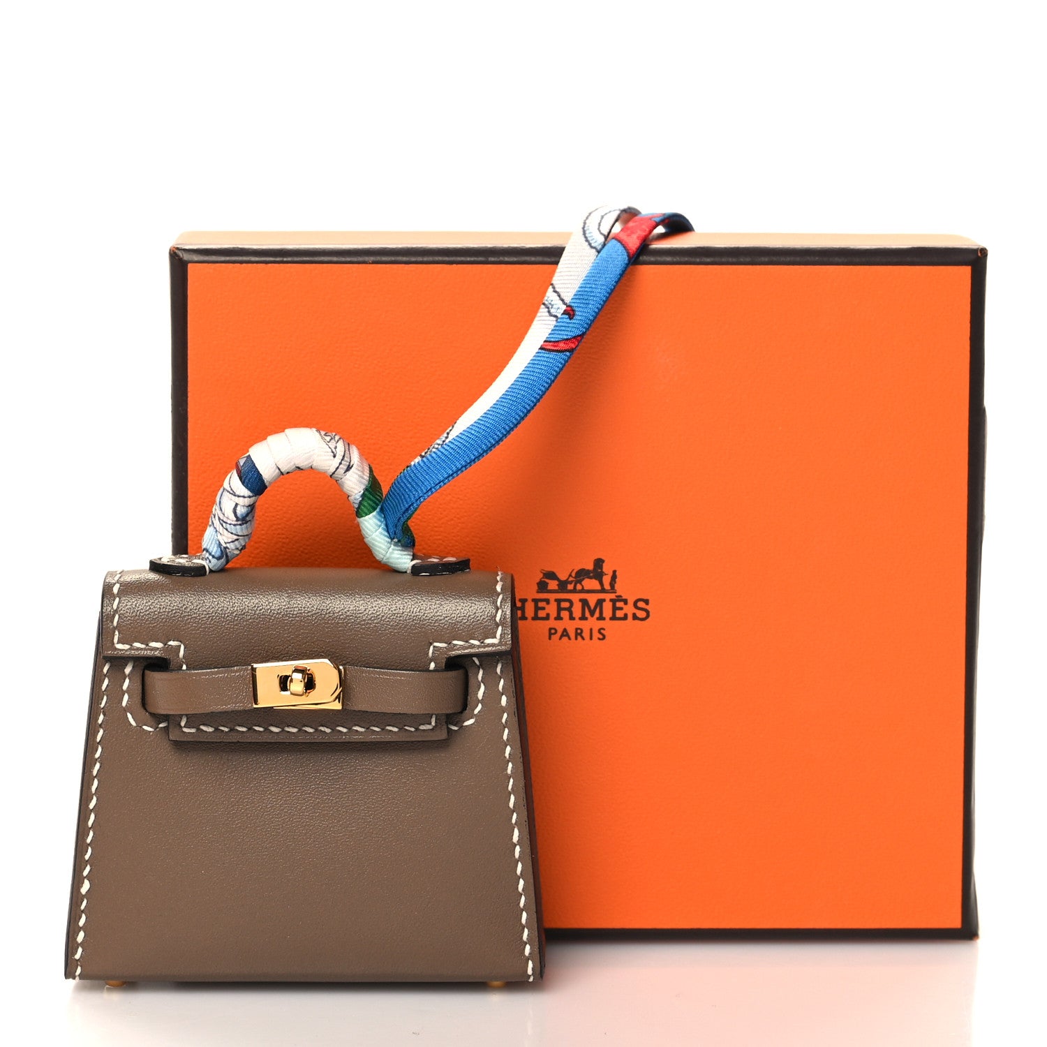 Hermes Tadelakt Mini Kelly Twilly Bag Charm Etoupe 5 of 5