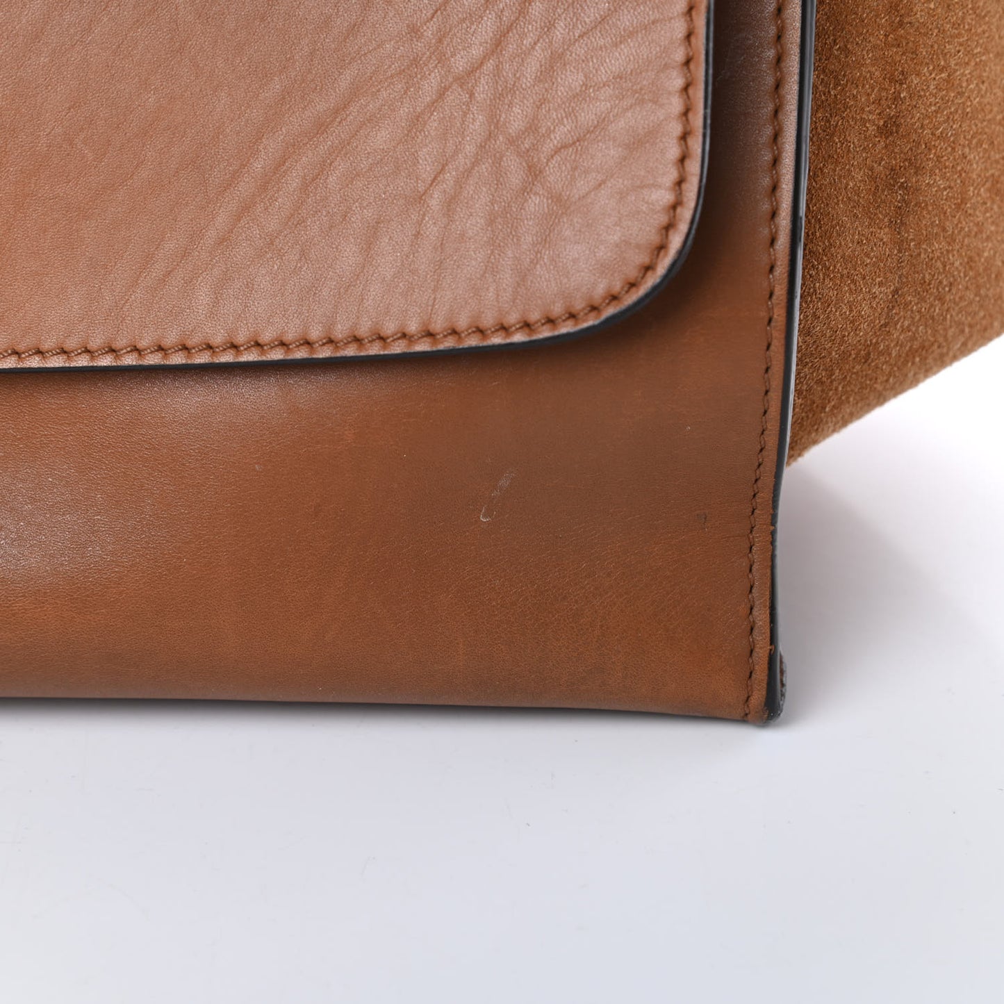 Smooth Calfskin Suede Medium Trapeze Tan