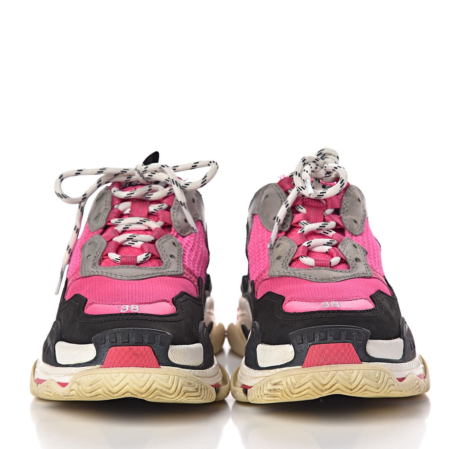 Fabric Mesh Womens Triple S Sneakers 38 Fluo Pink Grey White