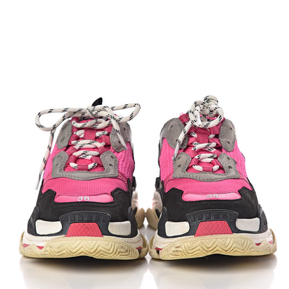 Balenciaga Fabric Mesh Womens Triple S Sneakers 38 Fluo Pink Grey White 2 of 22