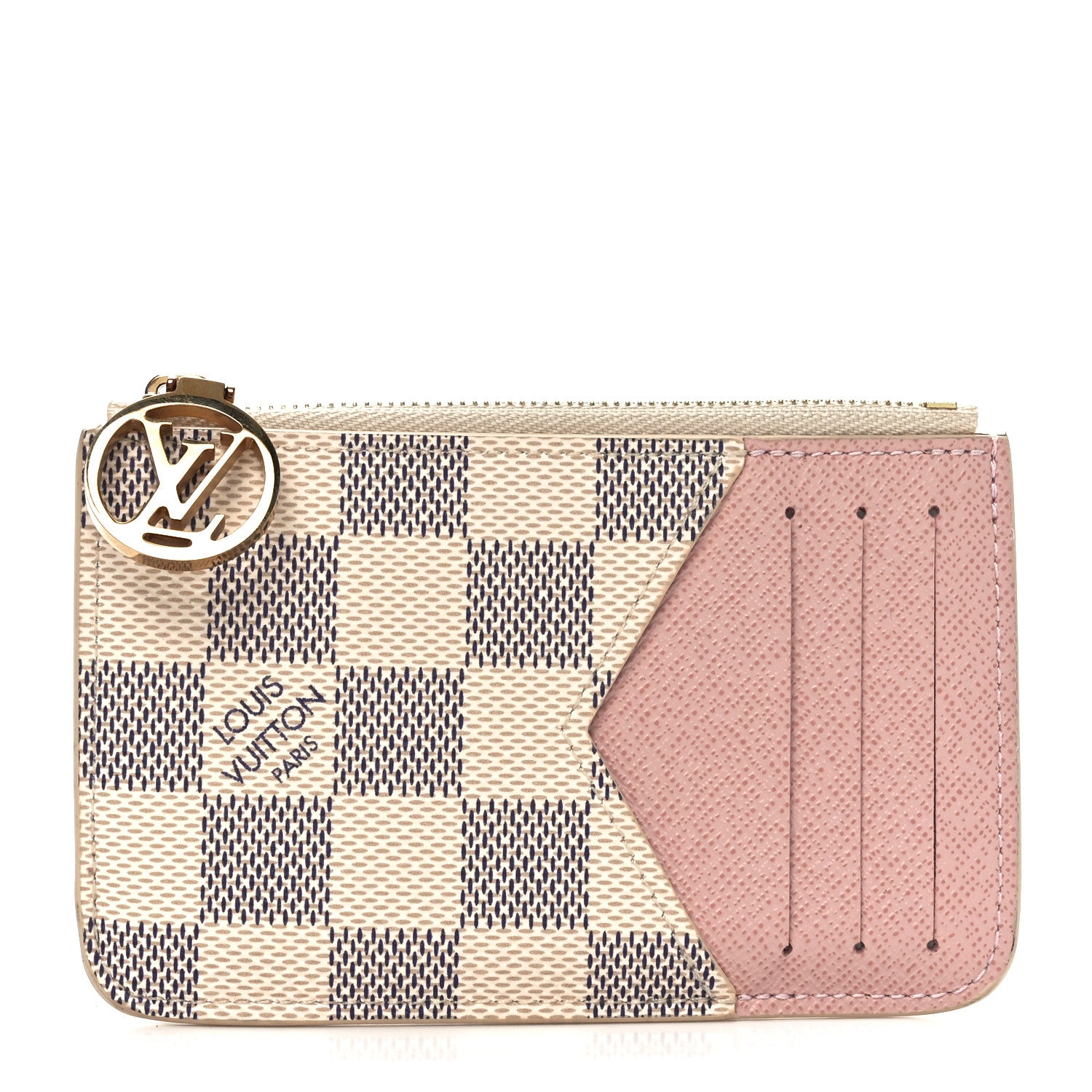 Louis Vuitton Damier Azur Zipped Romy Card Holder Rose Ballerine