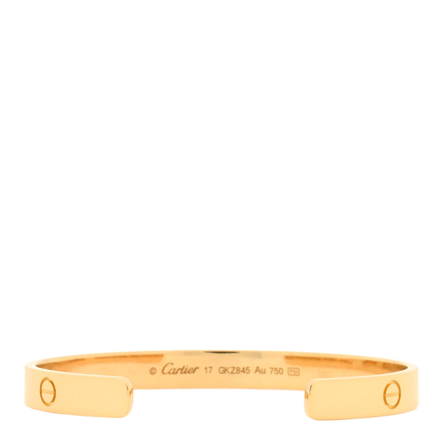18K Yellow Gold LOVE Cuff Bracelet 17
