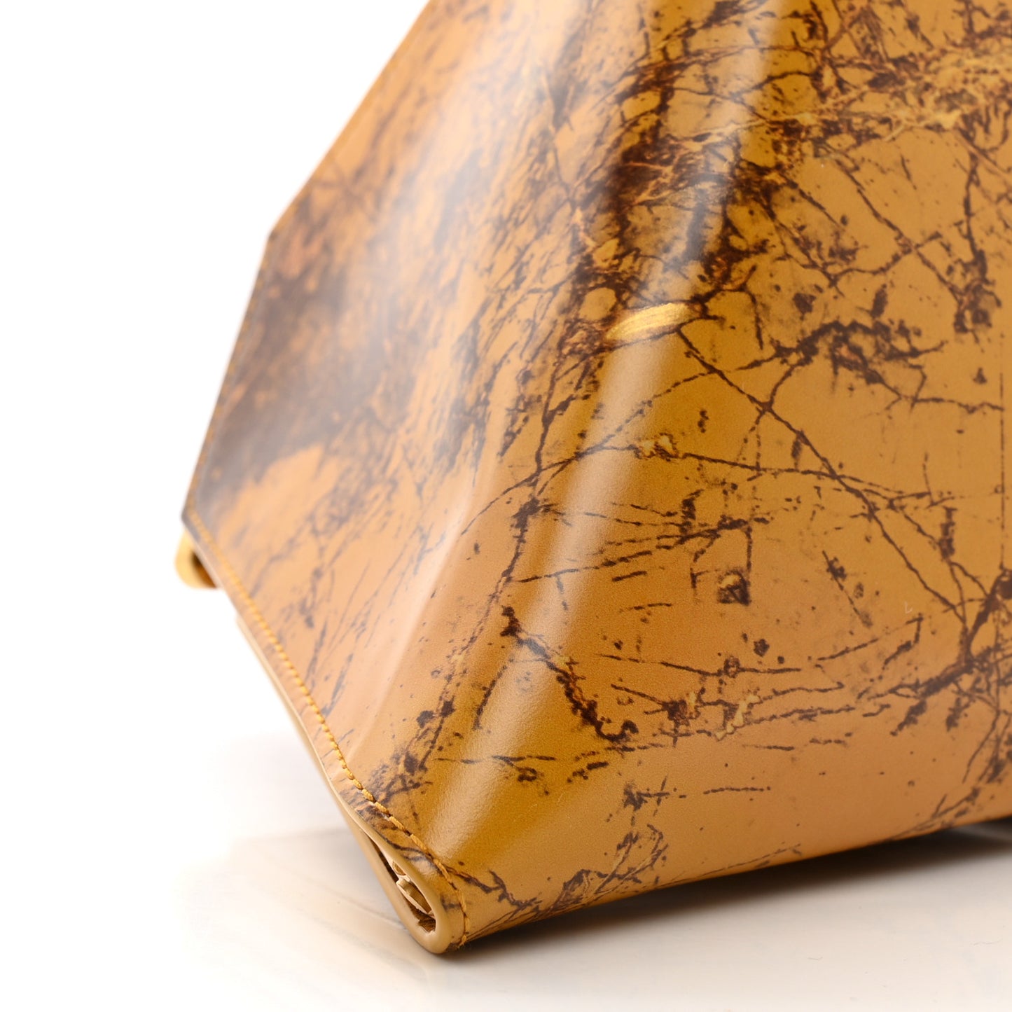 Spazzolato Calfskin Pyramid Bag Gold Marble
