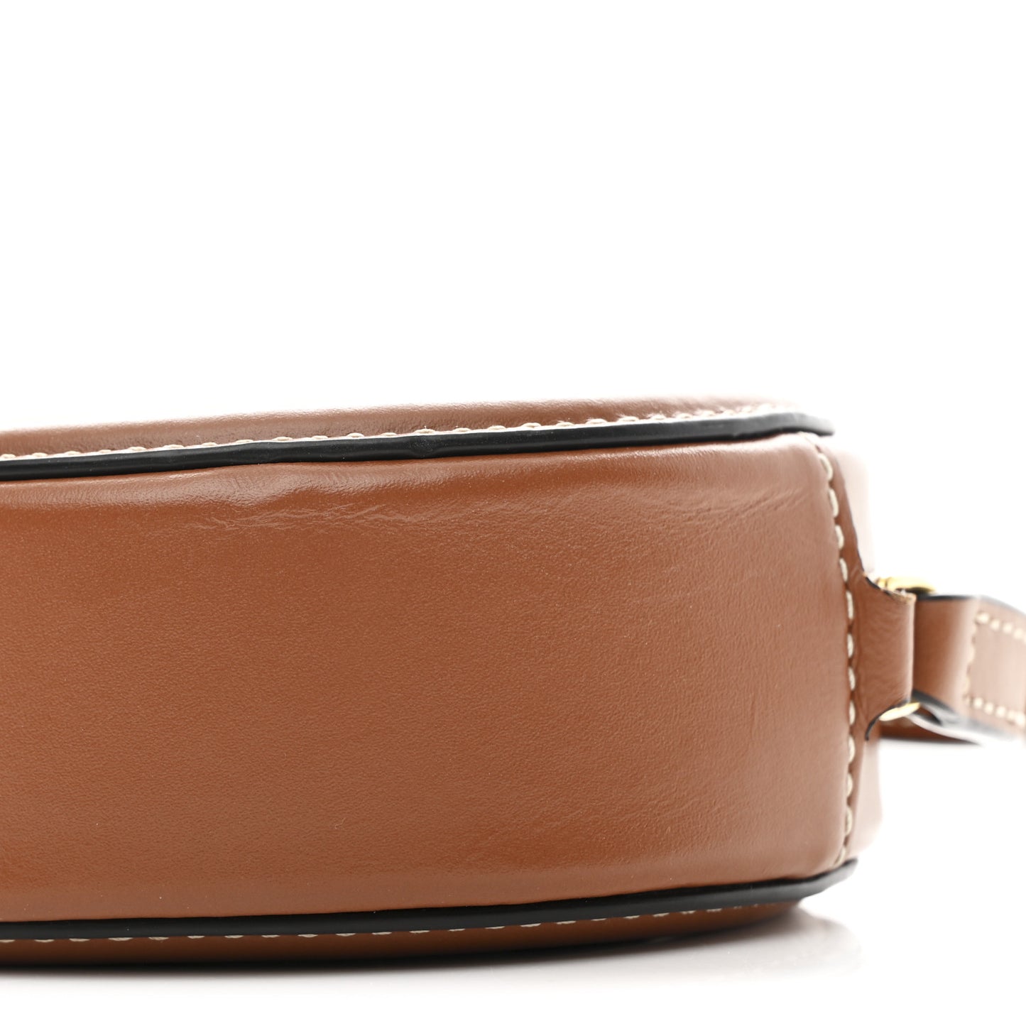 Smooth Calfskin Cuir Small Triomphe Oval Crossbody Purse Tan