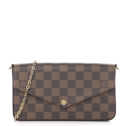 Louis Vuitton Damier Ebene Pochette Felicie Chain Wallet 2 of 18