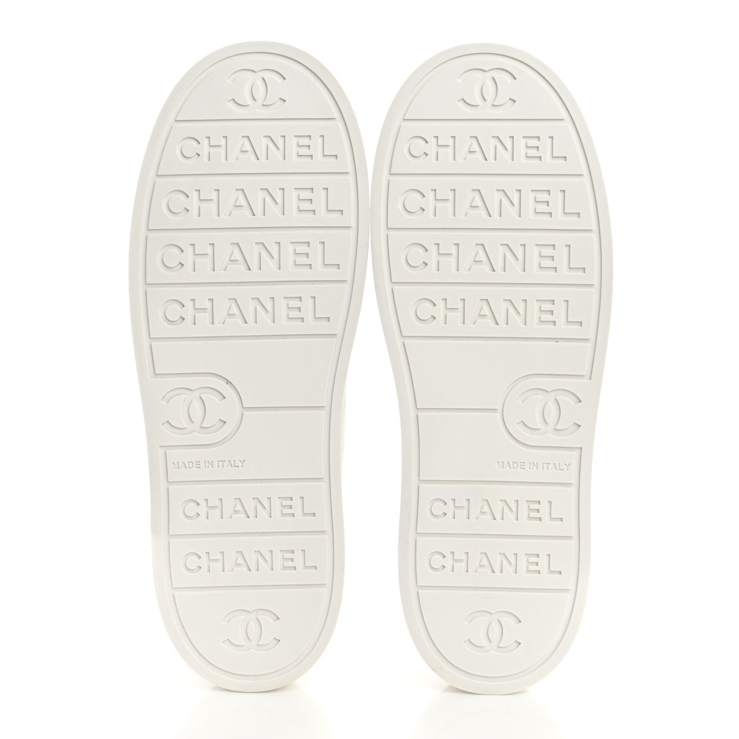 Chanel Lambskin Printed Logo Sneakers 37 White 6 of 10