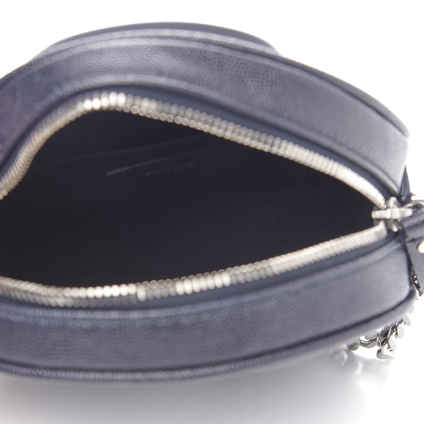Grain De Poudre Matelasse Chevron Quilted Round Vinyle Camera Bag Deep Marine