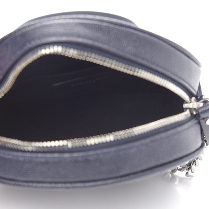 Saint Laurent Grain De Poudre Matelasse Chevron Quilted Round Vinyle Camera Bag Deep Marine 5 of 8