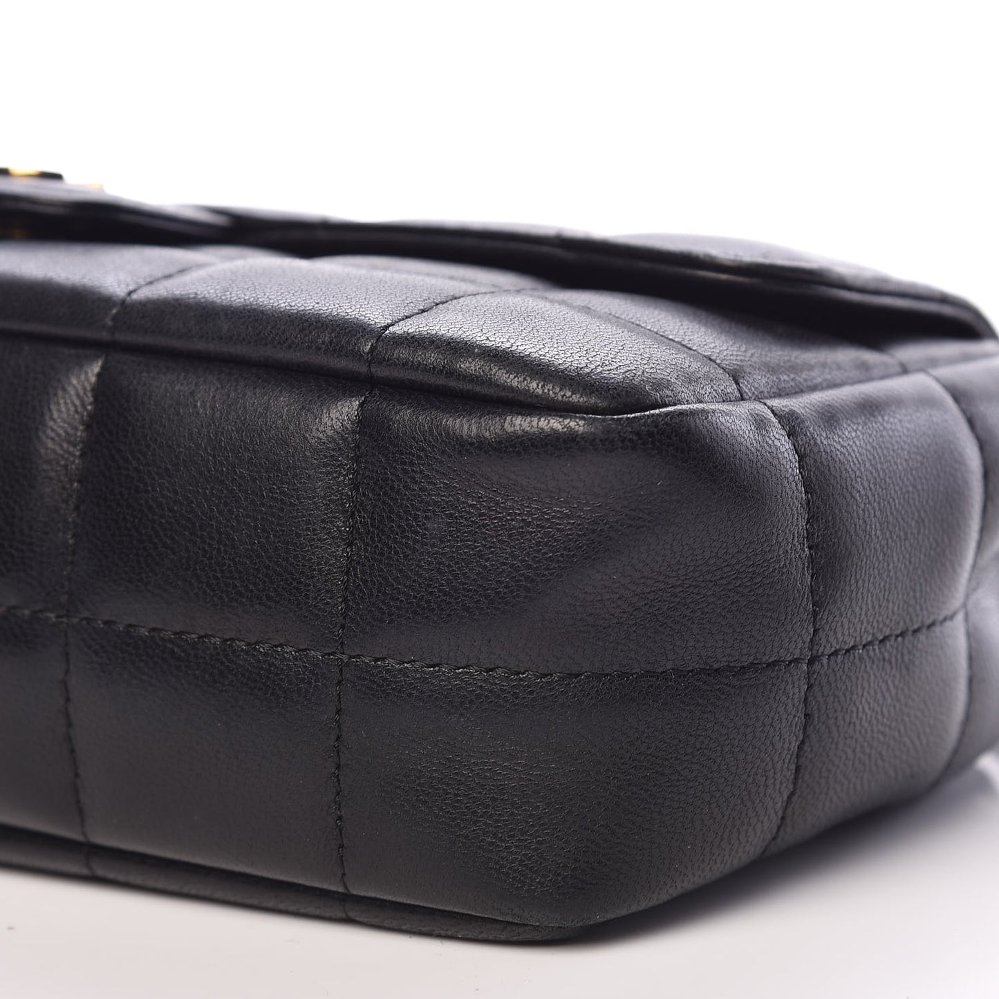 Lambskin Quilted Mini Chocolate Bar Camellia Flap Black