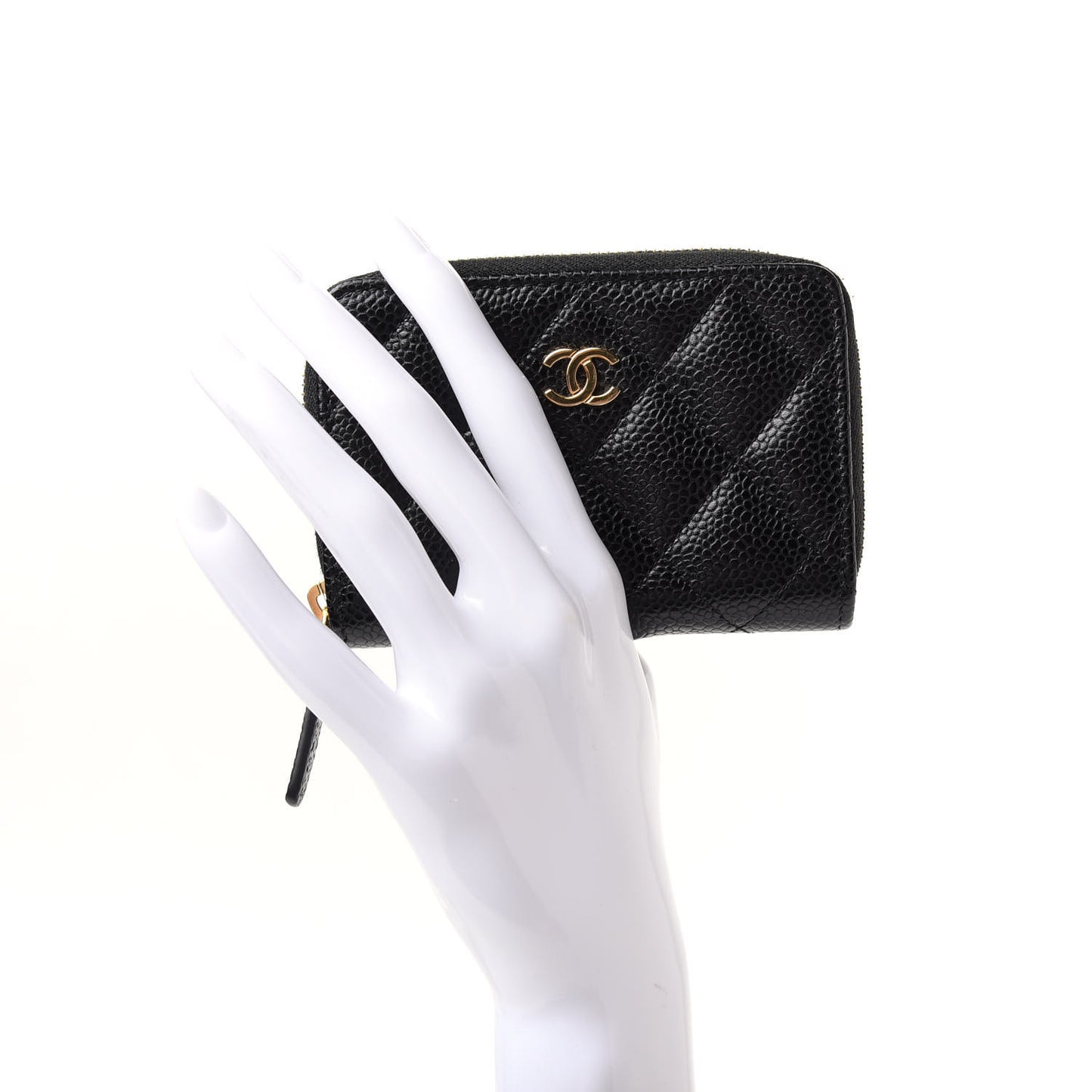 Caviar Quilted Zip Coin Purse Black