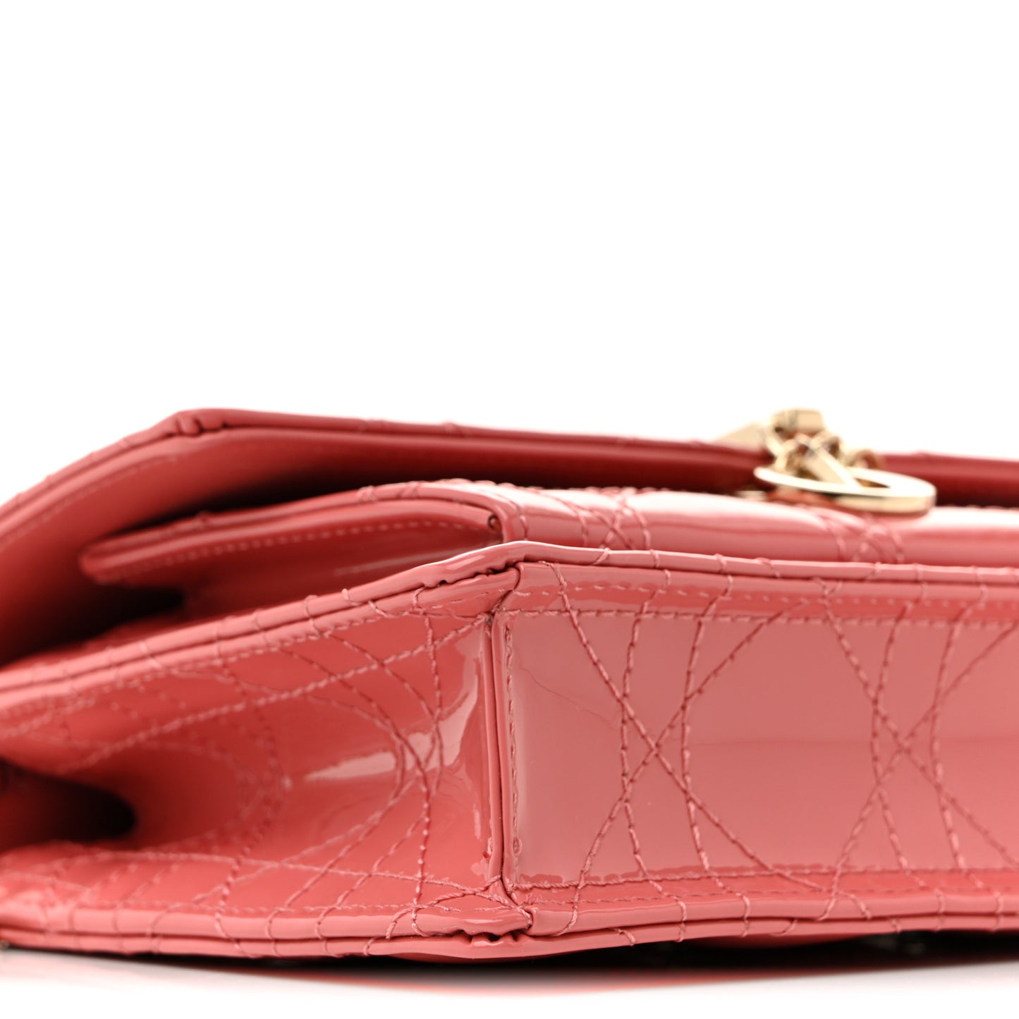 Patent Cannage Lady Dior Chain Pouch Pink