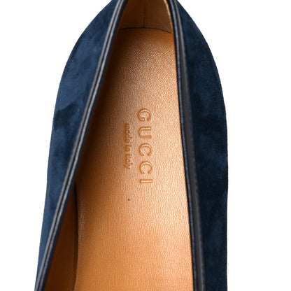 Gucci Suede Horsebit Womens Jordaan Loafers 38.5 Blue 7 of 8