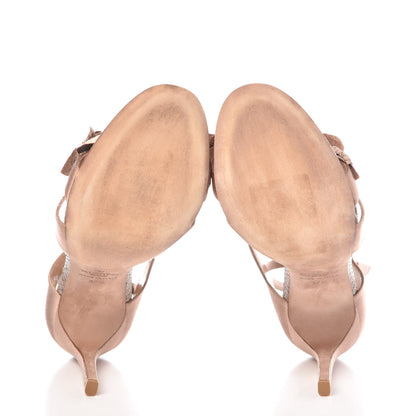 Valentino Garavani Snakeskin Satin 3D Flower Sandals Pumps 37.5 Poudre 7 of 12