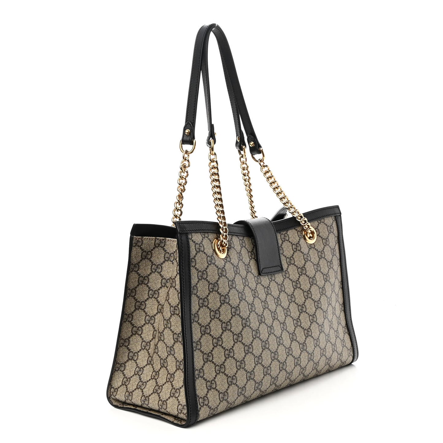 GG Supreme Monogram Medium Padlock Tote Black