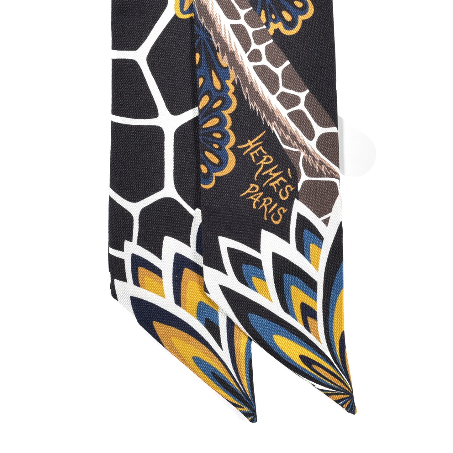 Silk Three Graces Twilly Black Gold Taupe