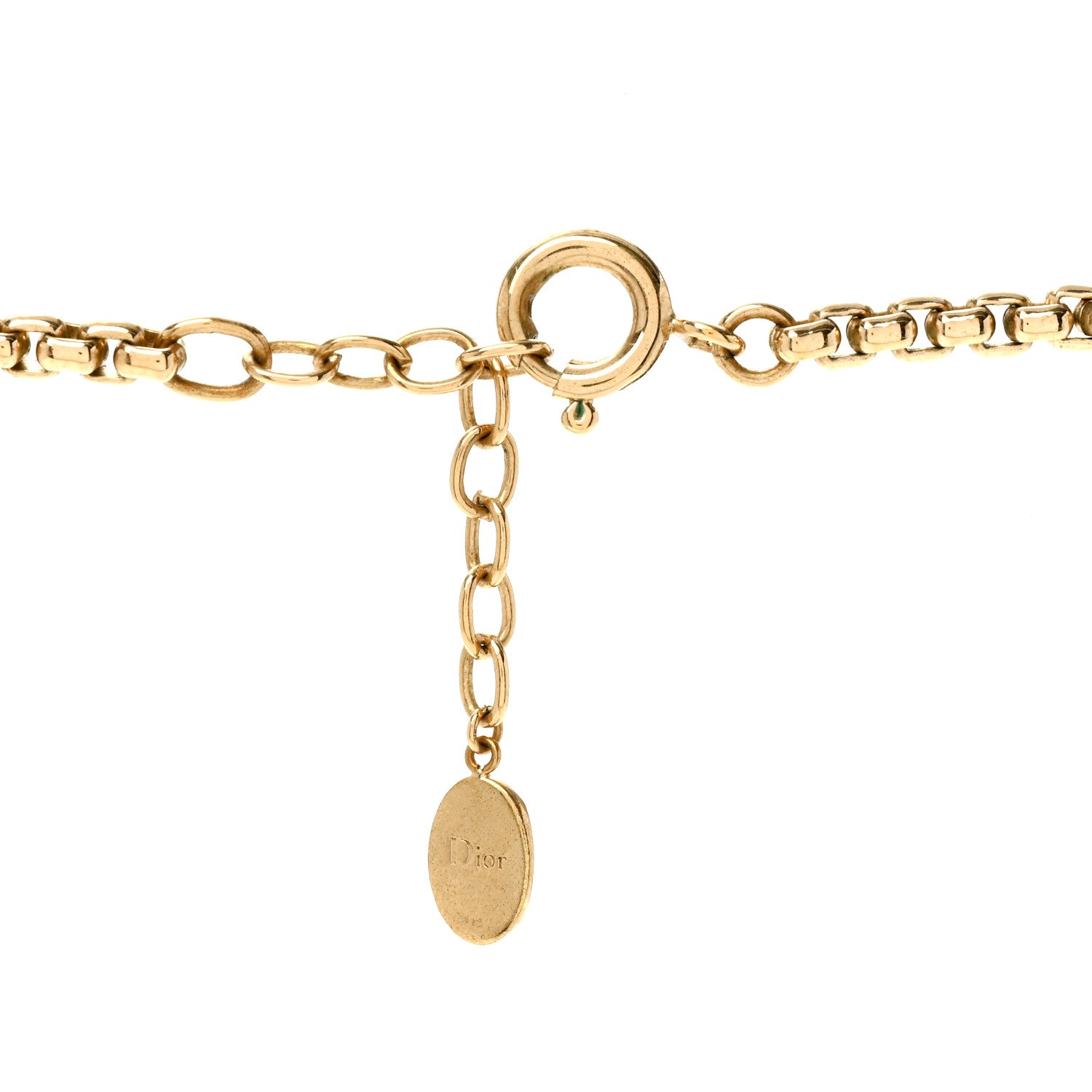 Christian Dior Metal Crystal Pearl CD Necklace Gold 5 of 5