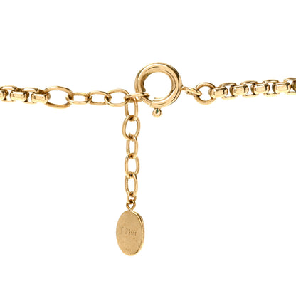 Christian Dior Metal Crystal Pearl CD Necklace Gold 5 of 5