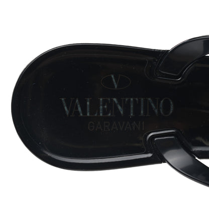 Valentino Garavani PVC Jelly Rockstud Bow Thong Sandals 38 Black 7 of 8