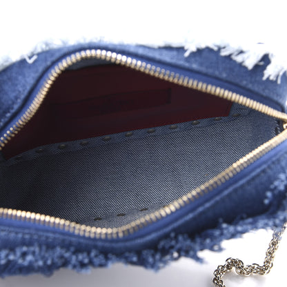 Valentino Garavani Denim Fringe Rockstud Spike Camera Crossbody Bag Blue 4 of 9