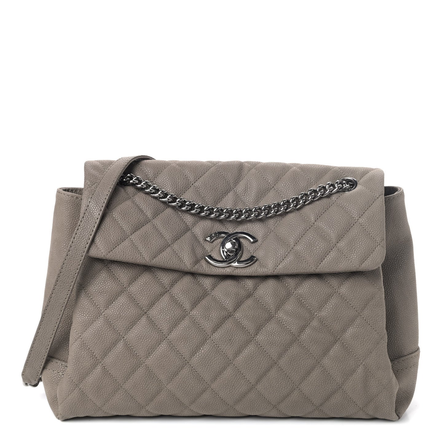 Iridescent Caviar Medium Lady Pearly Flap Khaki