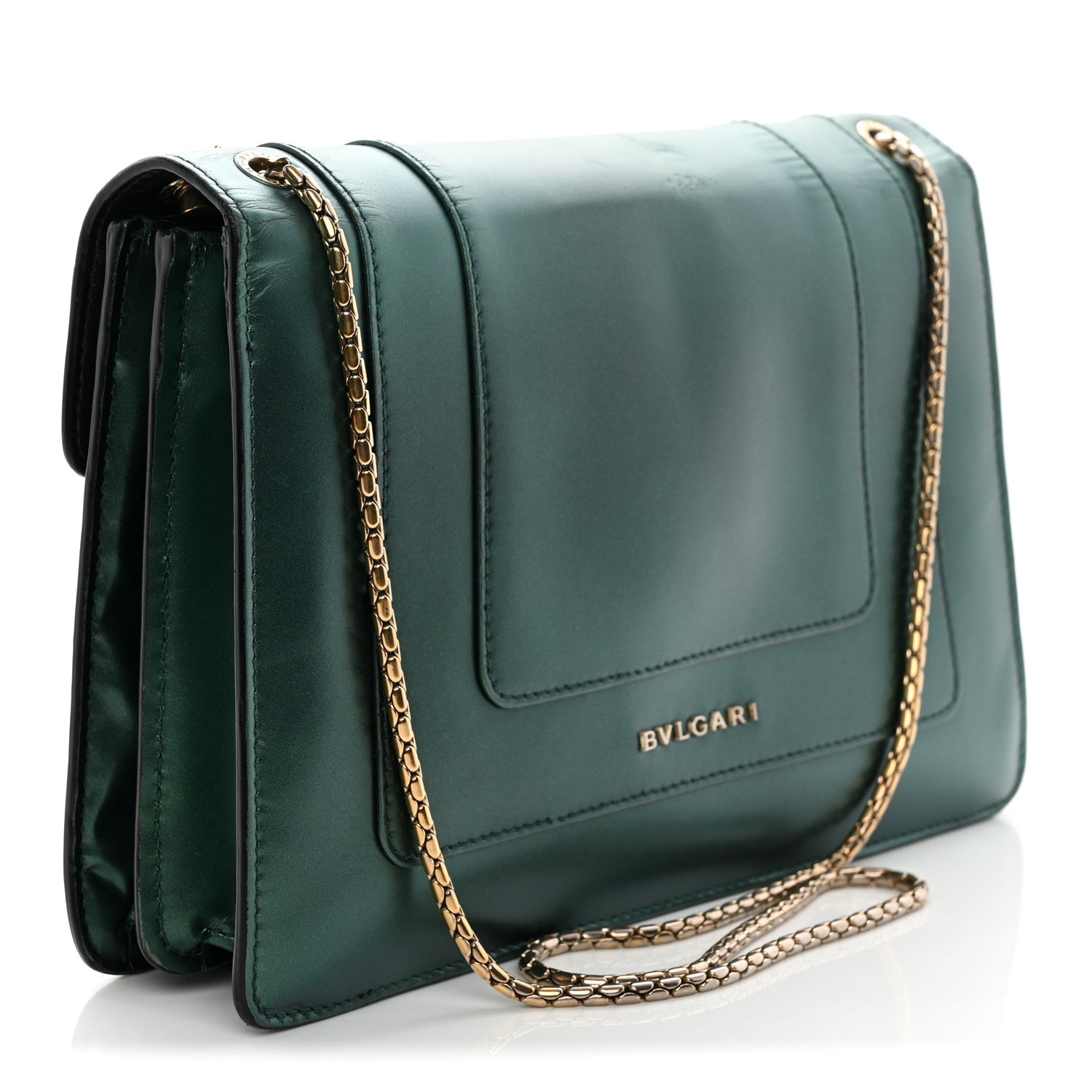 Bulgari Iridescent Calfskin Serpenti Forever Shoulder Bag Emerald Green 3 of 12