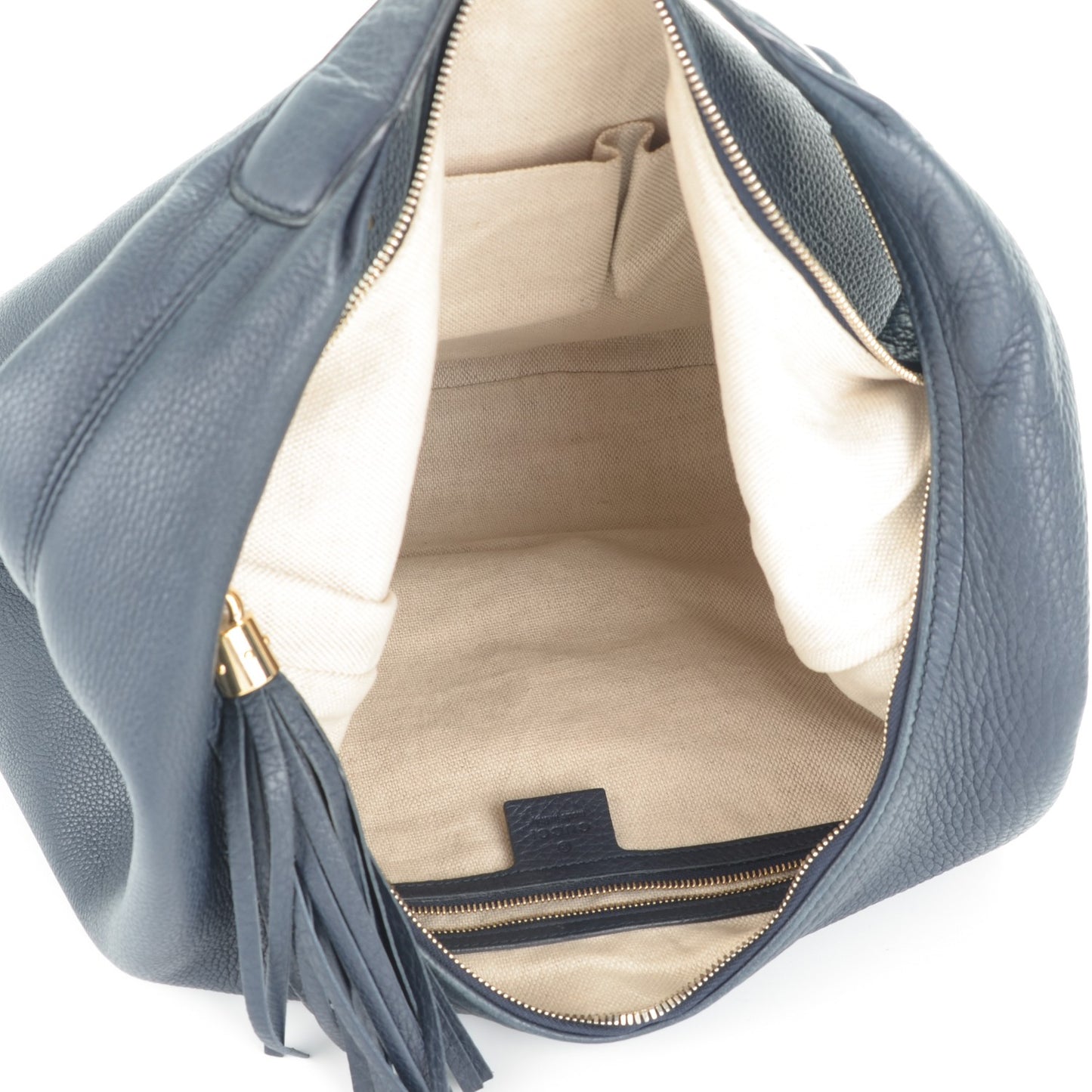 Pebbled Calfskin Large Soho Hobo Dark Blue