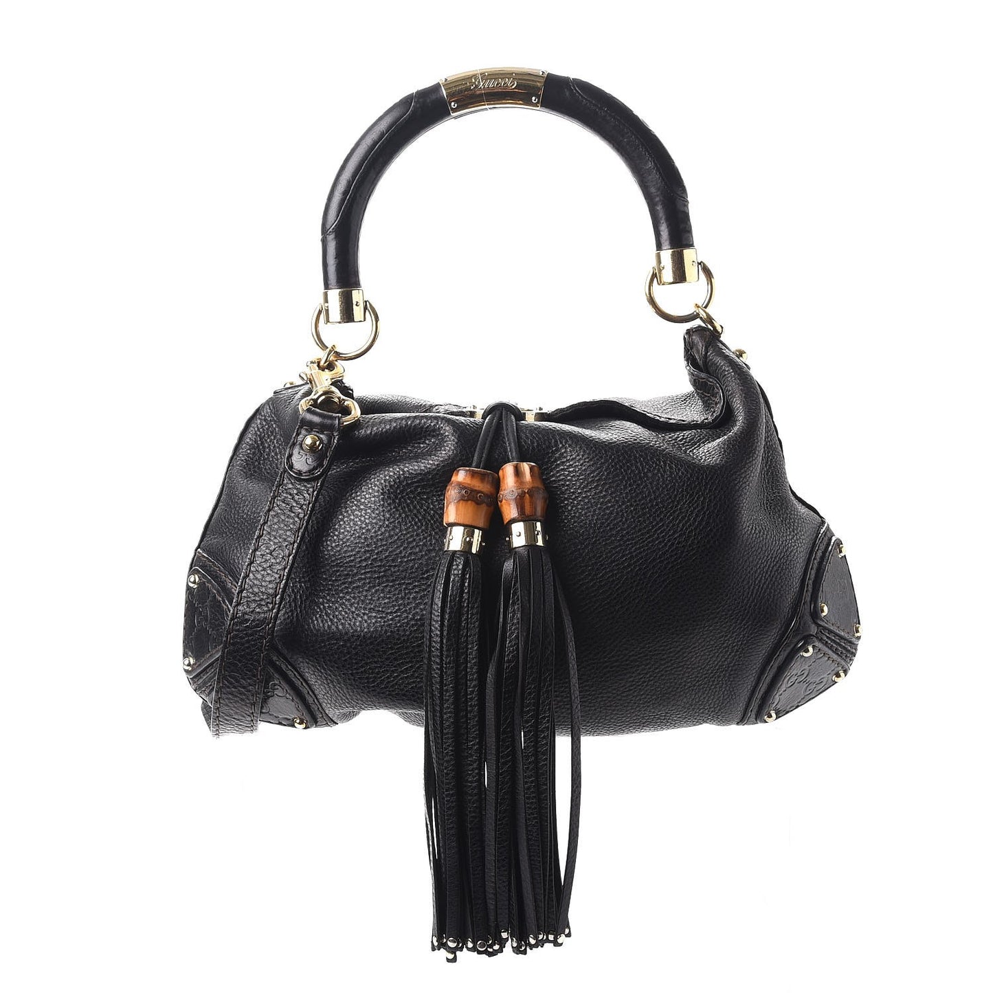 Guccissima Medium Indy Top Handle Hobo Black
