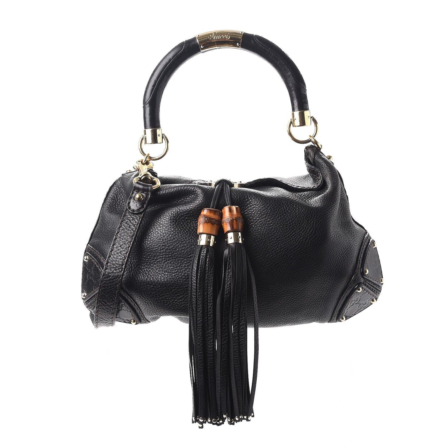 Gucci Guccissima Medium Indy Top Handle Hobo Black 1 of 8