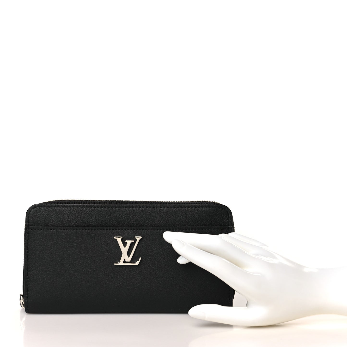 Calfskin Zippy Lockme Wallet Black