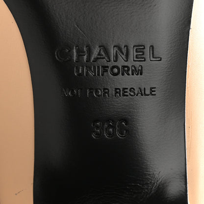 Chanel Lambskin Cap Toe CC Uniform Pumps 36 Beige Black 6 of 12