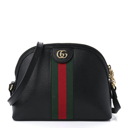 Gucci Calfskin GG Web Small Ophidia Dome Shoulder Bag Black 1 of 10