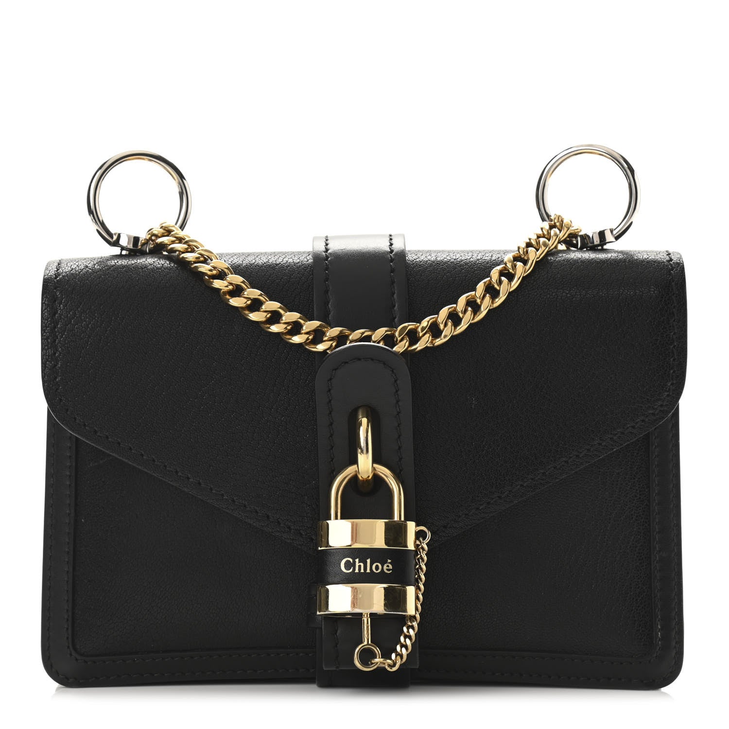 Chloe Shiny Goatskin Calfskin Aby Chain Shoulder Bag Black 1 of 11