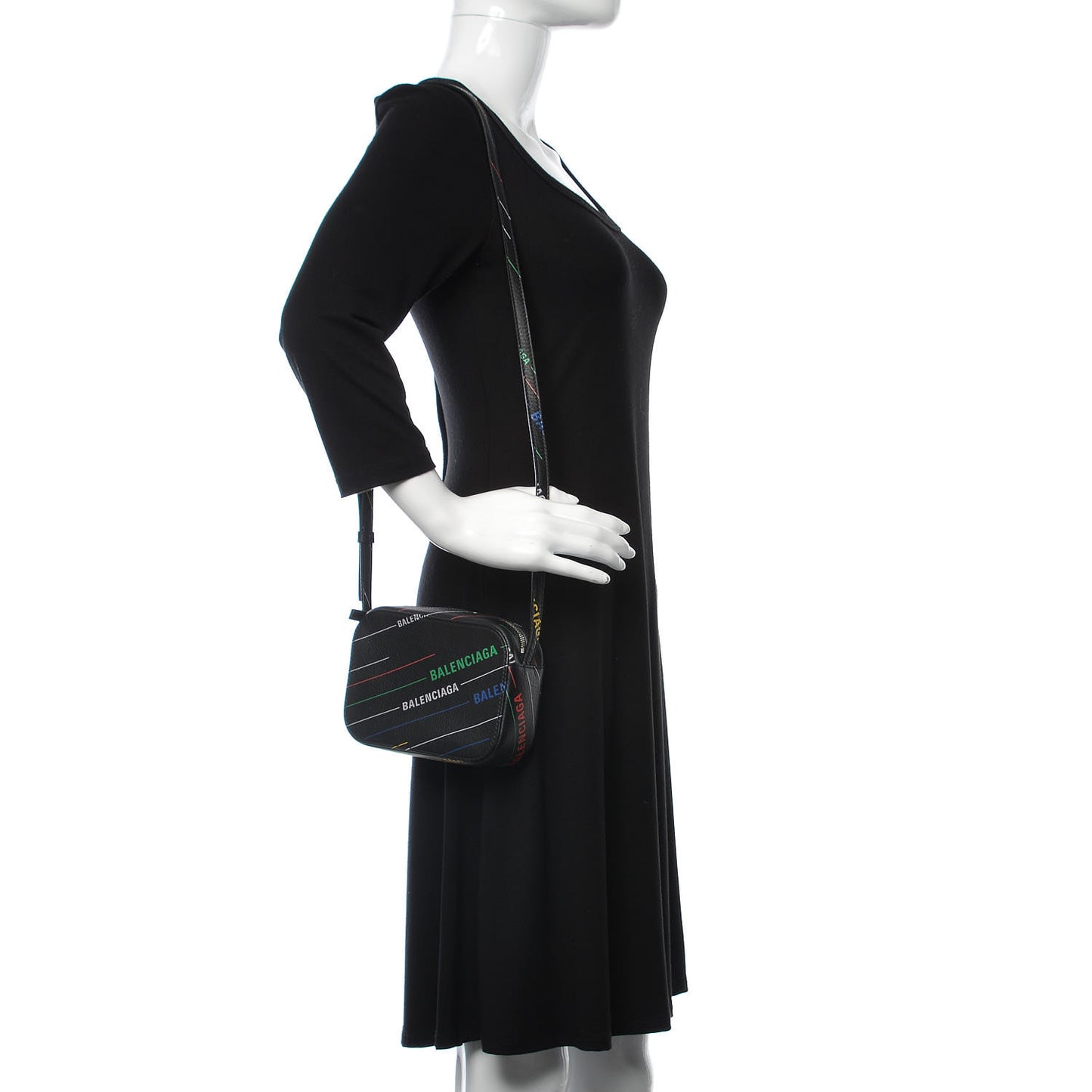 Calfskin Logo Print XS Everyday Camera Bag Black Multicolor