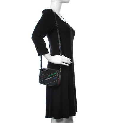 Balenciaga Calfskin Logo Print XS Everyday Camera Bag Black Multicolor 2 of 9