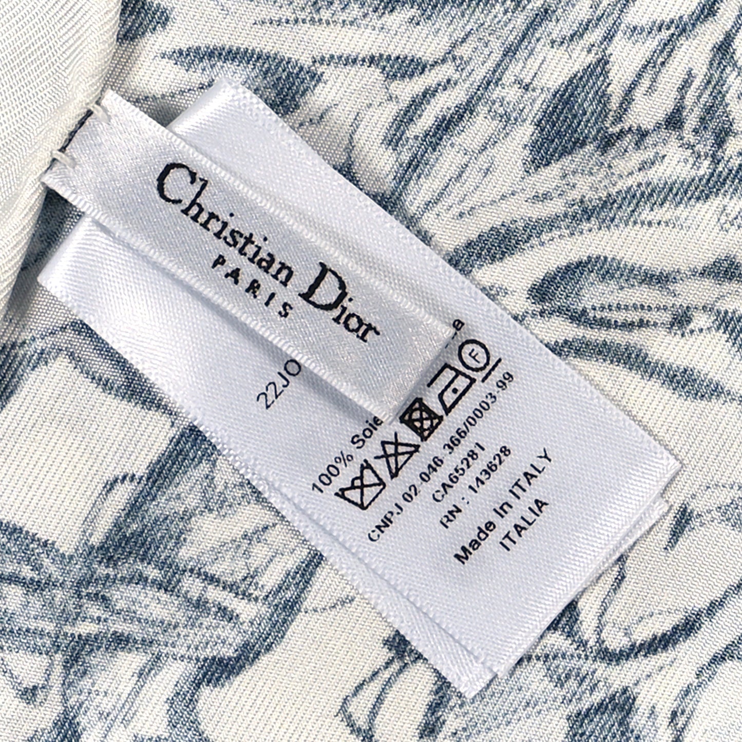 Silk Toile De Jouy Scarf Blue