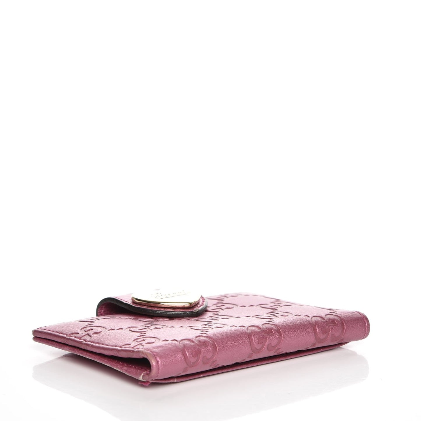 Metallic Soft Guccissima Heart Travel Wallet Fresia Rose